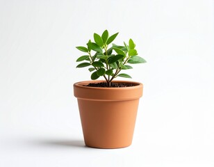 Obraz premium green plant in a pot on white background