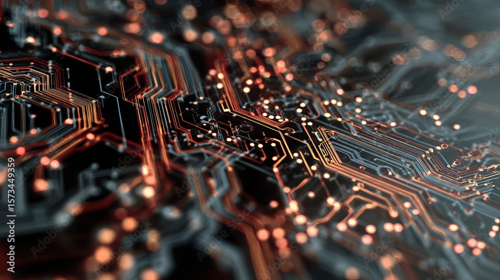 Poster abstract rendering shows a futuristic circuit board with glowing nodes symbolizing data flow and tec