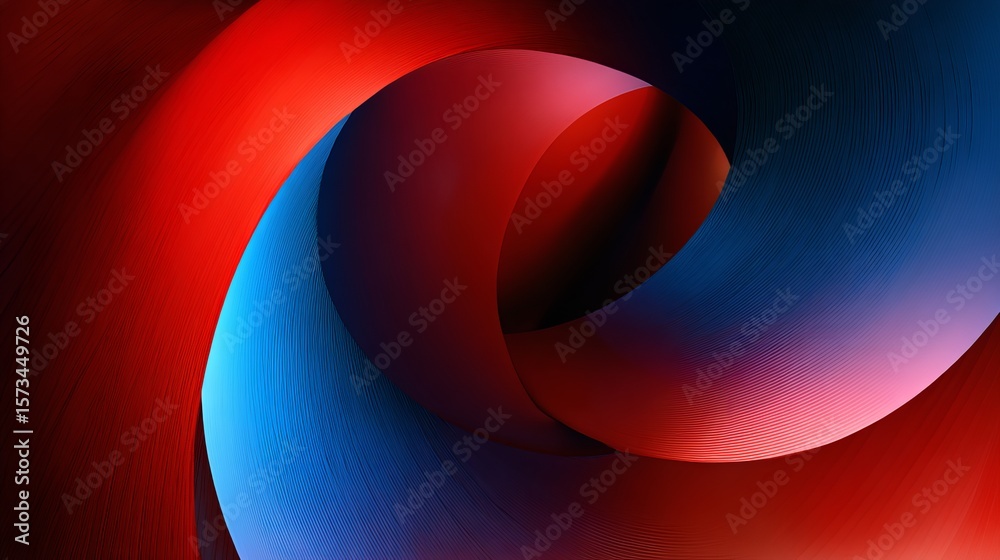 Poster dynamic abstract wallpaper of intertwining red and blue forms evoking a sense of flow and depth with