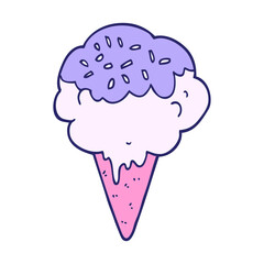 cartoon ice cream in bright neon color