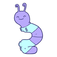 cartoon happy caterpillar in bright neon color