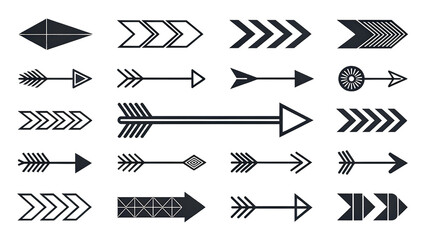 Collection of Stylish Tribal Arrows Geometric Arrow Design Elements