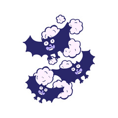 cartoon bats in bright neon color