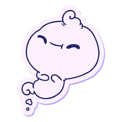 freehand drawn sticker cartoon of kawaii scary ghost in bright neon color