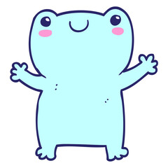 cute cartoon frog in bright neon color