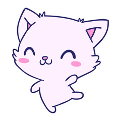 Fototapeta premium cartoon illustration of cute kawaii cat in bright neon color