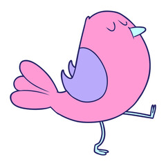 Cartoon Bird in bright neon color