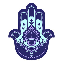 iconic tattoo style image of a hamza in bright neon color