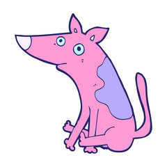 cartoon dog in bright neon color