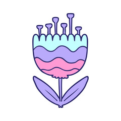 cartoon patterned flower in bright neon color