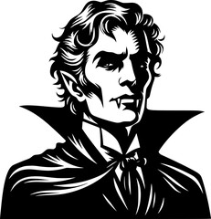 black and white halloween style art of a spooky vampire character perfect for kids fun and scary halloween design
