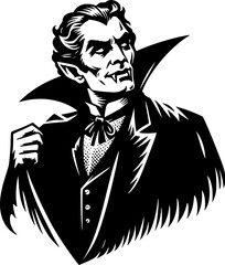 black and white halloween style art of a spooky vampire character perfect for kids fun and scary halloween design