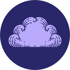 iconic tattoo style image of a cloud in bright neon color