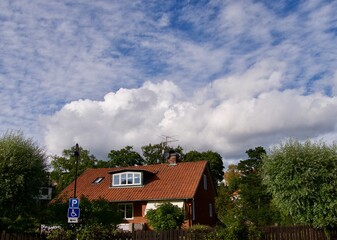 View over the roofs of the northern part of Visby, the famous old town .
