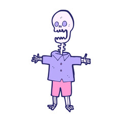 cartoon skeleton in bright neon color
