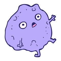 cartoon rock falling in bright neon color