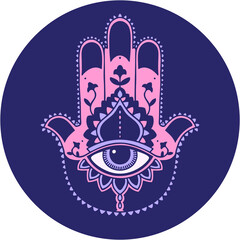 iconic tattoo style image of a hamza in bright neon color