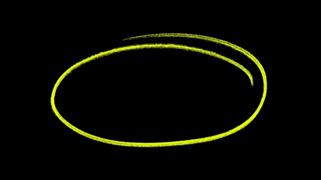 Yellow Hand-drawing doodle oval frame circle round animation, Circle marker with drawing effect, highlighter, design elements, ink brush