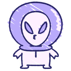 Cute Alien Chalk Drawing in bright neon color