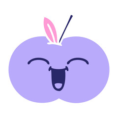 flat color retro cartoon of a red apple in bright neon color