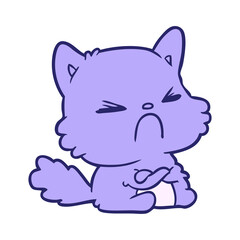 cute cartoon angry cat in bright neon color