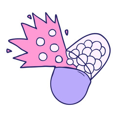 cartoon powerful medicine in bright neon color