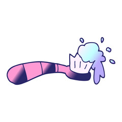 cartoon doodle toothbrush in bright neon color
