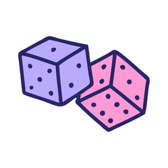 iconic tattoo style image of lucky dice in bright neon color