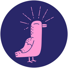 icon of a tattoo style seagull bird in bright neon color