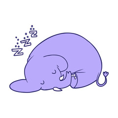 cartoon sleeping elephant in bright neon color