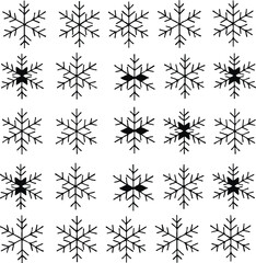 Minimalist Black Snowflake Icon Set &mdash; Winter Vector Collection

