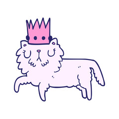 cartoon cat wearing crown in bright neon color