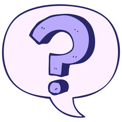 cartoon question mark with speech bubble in bright neon color