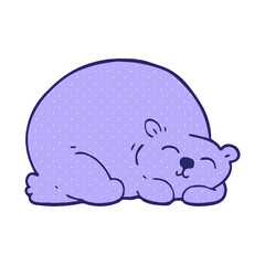 cartoon doodle happy polar bear sleeping in bright neon color