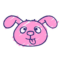 Puppy Face Chalk Drawing in bright neon color