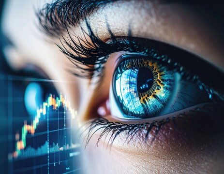 Close-up eye viewing financial data - Powered by Adobe