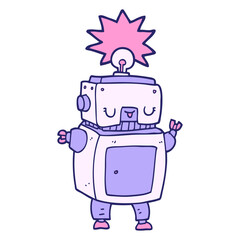 cartoon robot in bright neon color
