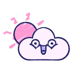 Happy Cloud Chalk Drawing in bright neon color