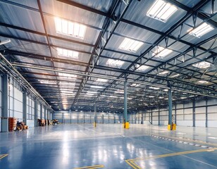 Fototapeta premium a large industrial warehouse featuring a flat epdm roof suitable for commercial purposes