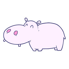 cartoon hippo in bright neon color