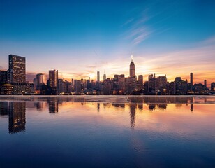 Fototapeta premium reflection on faith amid a city skyline at dusk