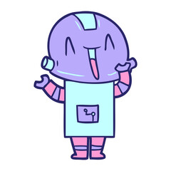 cartoon robot in bright neon color