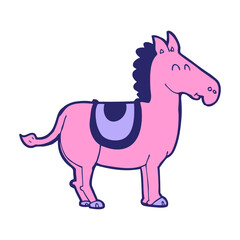 cartoon donkey in bright neon color