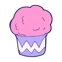 cartoon cupcake in bright neon color