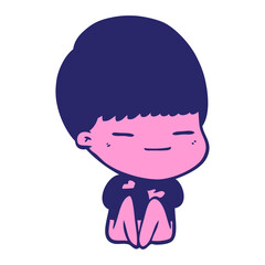 cartoon smug boy in bright neon color