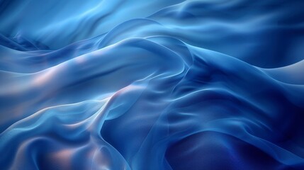 Obraz premium Abstract flowing blue fabric waves, soft light & shadow
