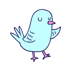 cartoon bird in bright neon color