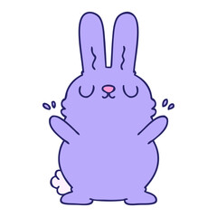 hand drawn quirky cartoon rabbit in bright neon color