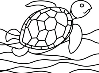 Obraz premium line art illustration of an abstract sea turtle, with clean thick black lines on a white background. The minimalistic 18.eps