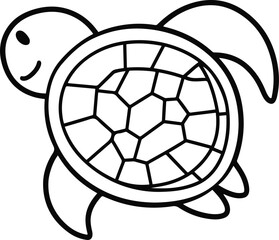 Obraz premium line art illustration of an abstract sea baby turtle, with clean thick black lines on a white background. The minimalistic 12.eps